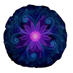 Blown Glass Flower Of An Electricblue Fractal Iris Large 18  Premium Flano Round Cushions by jayaprime