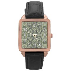 Modern Noveau Floral Collage Pattern Rose Gold Leather Watch  by dflcprints