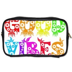 Good Vibes Rainbow Colors Funny Floral Typography Toiletries Bags 2-side