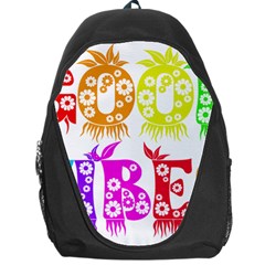 Good Vibes Rainbow Colors Funny Floral Typography Backpack Bag