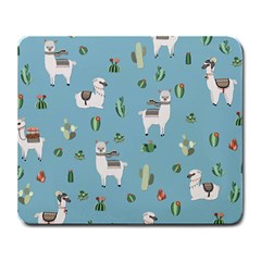 Lama And Cactus Pattern Large Mousepads by Valentinaart