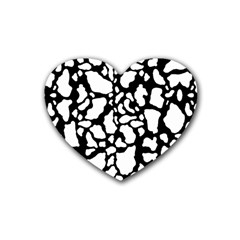 White On Black Cow Skin Rubber Heart Coaster (4 Pack) by LoolyElzayat