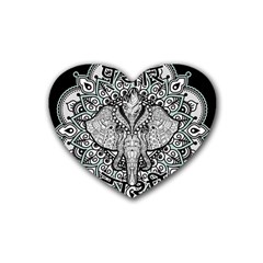 Ornate Hindu Elephant  Rubber Coaster (heart)  by Valentinaart