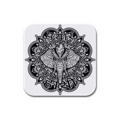 Ornate Hindu Elephant  Rubber Square Coaster (4 Pack)  by Valentinaart