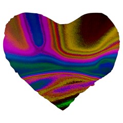 Colorful Waves Large 19  Premium Flano Heart Shape Cushions by LoolyElzayat