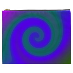 Swirl Green Blue Abstract Cosmetic Bag (xxxl)  by BrightVibesDesign