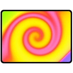 Swirl Yellow Pink Abstract Double Sided Fleece Blanket (large)  by BrightVibesDesign