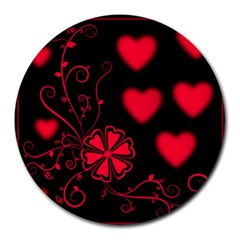 Background Hearts Ornament Romantic Round Mousepads by Sapixe