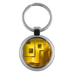 Yellow Gold Figures Rectangles Squares Mirror Key Chains (round)  by Sapixe