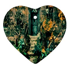 Porch Door Stairs House Heart Ornament (two Sides)