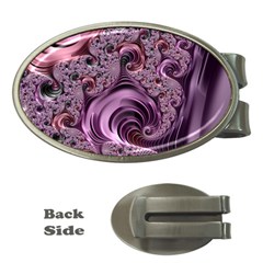Purple Abstract Art Fractal Money Clips (oval)  by Sapixe