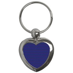 Blue Fractal Art Honeycomb Mathematics Key Chains (heart) 