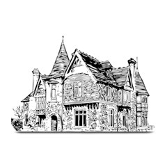 Line Art Architecture Old House Plate Mats by Sapixe
