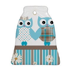 Owl Animal Daisy Flower Stripes Ornament (bell) by Sapixe