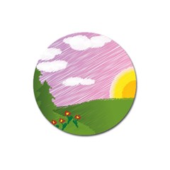 Pine Trees Trees Sunrise Sunset Magnet 3  (round) by Sapixe
