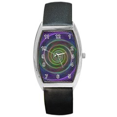 Spiral Fractal Digital Modern Barrel Style Metal Watch by Sapixe