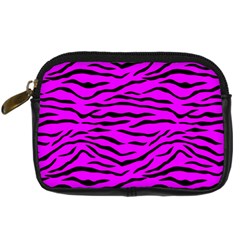 Hot Neon Pink And Black Tiger Stripes Digital Camera Cases by PodArtist