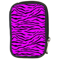 Hot Neon Pink And Black Tiger Stripes Compact Camera Cases by PodArtist