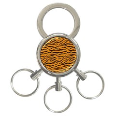 Orange And Black Tiger Stripes 3-ring Key Chains by PodArtist