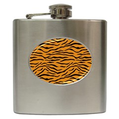Orange And Black Tiger Stripes Hip Flask (6 Oz) by PodArtist