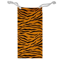 Orange And Black Tiger Stripes Jewelry Bags by PodArtist