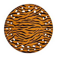 Orange And Black Tiger Stripes Ornament (round Filigree) by PodArtist