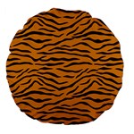 Orange and Black Tiger Stripes Large 18  Premium Flano Round Cushions Back