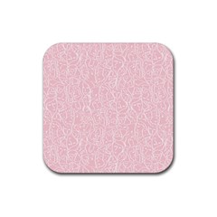 Elios Shirt Faces In White Outlines On Pale Pink Cmbyn Rubber Coaster (square)  by PodArtist