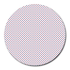 Usa Flag Red And Flag Blue Stars Round Mousepads by PodArtist
