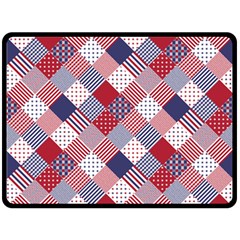 Usa Americana Diagonal Red White & Blue Quilt Double Sided Fleece Blanket (large)  by PodArtist