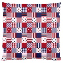 Usa Americana Patchwork Red White & Blue Quilt Standard Flano Cushion Case (one Side) by PodArtist