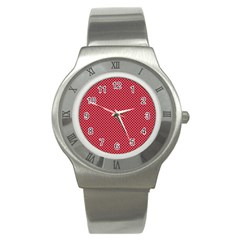Usa Flag White Stars On Flag Red Stainless Steel Watch by PodArtist