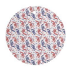 Red White And Blue Usa/uk/france Colored Party Streamers Round Ornament (two Sides) by PodArtist