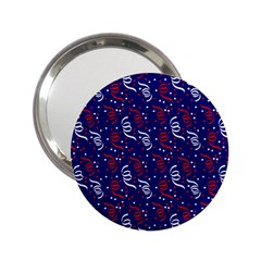 Red White And Blue Usa/uk/france Colored Party Streamers On Blue 2 25  Handbag Mirrors by PodArtist