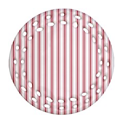 Mattress Ticking Wide Striped Pattern In Usa Flag Red And White Ornament (round Filigree) by PodArtist