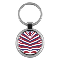 Us United States Red White And Blue American Zebra Strip Key Chains (round) 