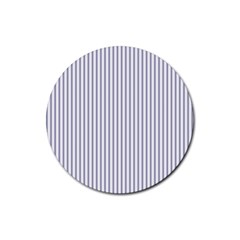 Mattress Ticking Narrow Striped Pattern In Usa Flag Blue And White Rubber Round Coaster (4 Pack)  by PodArtist
