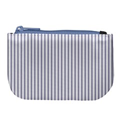Mattress Ticking Narrow Striped Pattern In Usa Flag Blue And White Large Coin Purse by PodArtist