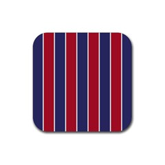 Large Red White And Blue Usa Memorial Day Holiday Vertical Cabana Stripes Rubber Coaster (square)  by PodArtist