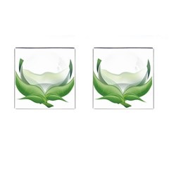 Pearl Drop Flower Plant Cufflinks (square)