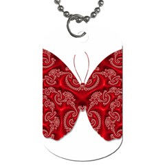 Butterfly Red Fractal Art Nature Dog Tag (one Side)