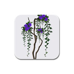 Image Cropped Tree With Flowers Tree Rubber Square Coaster (4 Pack) 