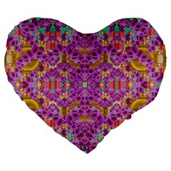 Fantasy Flower Festoon Garland Of Calm Large 19  Premium Heart Shape Cushions by pepitasart
