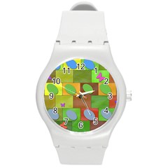 Easter Egg Happy Easter Colorful Round Plastic Sport Watch (m) by Sapixe