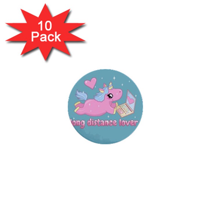 Long distance lover - Cute Unicorn 1  Mini Buttons (10 pack) 