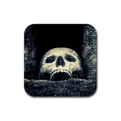 Smiling Skull Rubber Coaster (square)  by FunnyCow