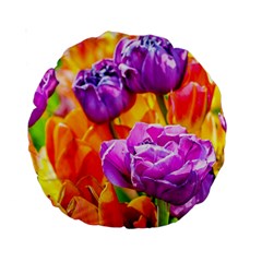 Tulip Flowers Standard 15  Premium Round Cushions by FunnyCow