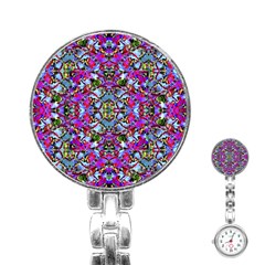 Multicolored Floral Collage Pattern 7200 Stainless Steel Nurses Watch by dflcprints