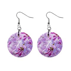 Pink Lilac Flowers Mini Button Earrings by FunnyCow