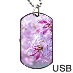 Pink Lilac Flowers Dog Tag Usb Flash (two Sides) by FunnyCow